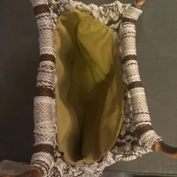 Chic Crochet Shoulder Bag with Bamboo Handle - Picture 6 of 6